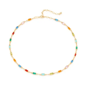Choker De Cristales De Colores Enchapadas en Oro 18K
