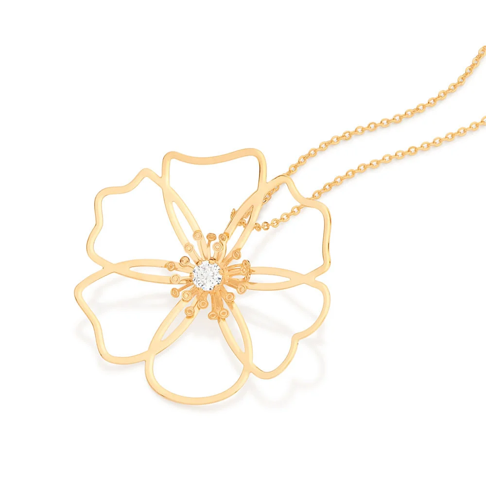 Choker De Flor Con Circonia Enchapadas En Oro De 18k 2 gargantilla de flor