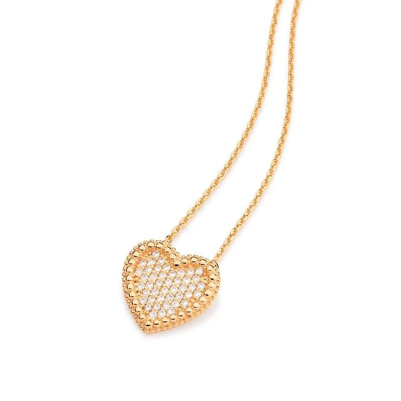 Collar con corazón y circonia enchapado en oro de 18k 4 Collar con corazón y circonia enchapado en oro de 18k - Imagen 2