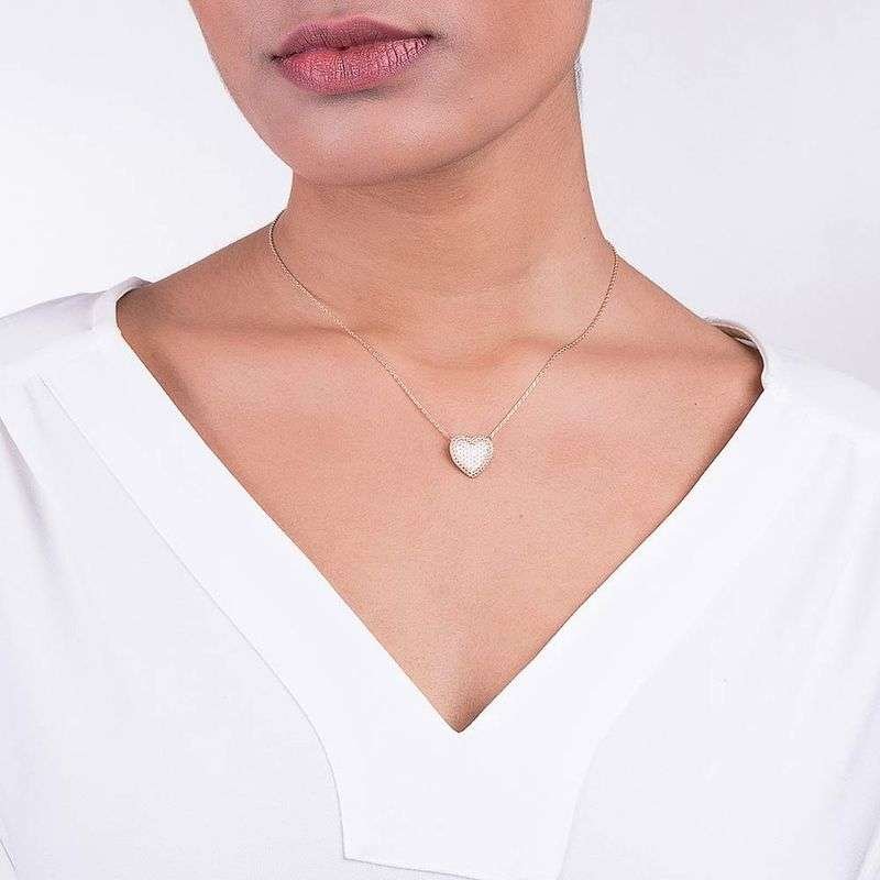 Collar con corazón y circonia enchapado en oro de 18k 5 Collar con corazón y circonia enchapado en oro de 18k - Imagen 3