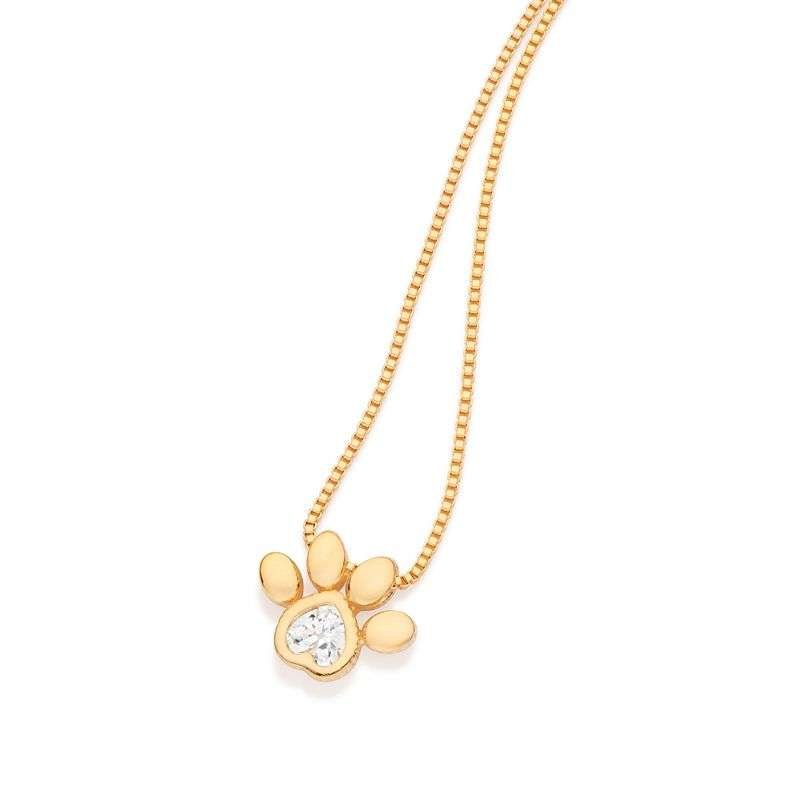 Collar con patita de perro colgando con circonia enchapadas en oro de 18k 3 Collar con patita de perro colgando con circonia enchapadas en oro de 18k