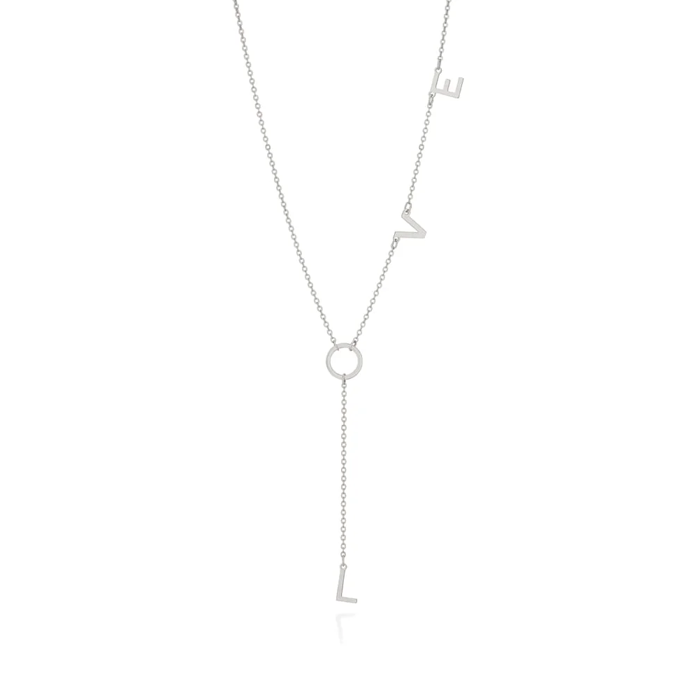 Collar Con La Palabra LOVE En Platino 3 Collar LOVE de platino