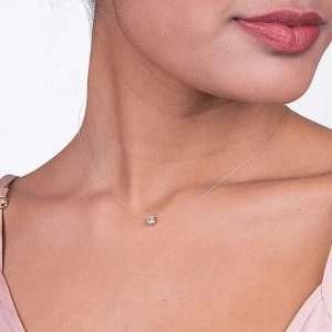 Collares con hilo transparentes con circonia enchapadas en oro