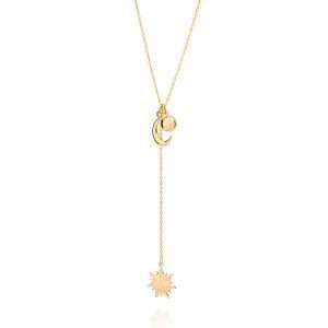 Collares corbatin sol y luna con circonias enchapadas en oro 18k