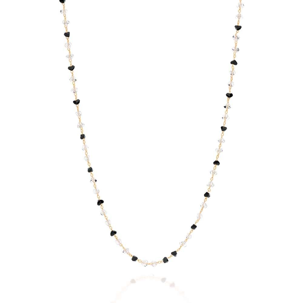 Collares de cristales negros y blancos largos enchapadas en oro de 18k 3 Collares de cristales negros y blancos largos enchapadas en oro de 18k