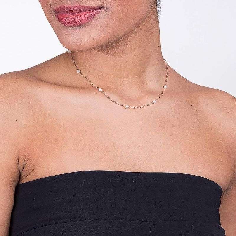 Collares de perlas pequenas enchapadas en oro de 18k 4 Collares de perlas pequenas enchapadas en oro de 18k - Imagen 2