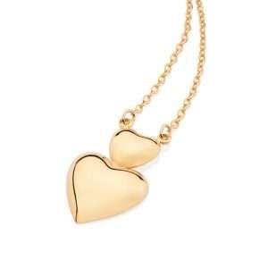 Collares con doble corazón enchapadas en Oro de 18k 50 cm