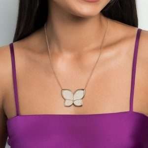 Alternative view of Collares maxi mariposa con 598 circonias enchapadas en oro 18k