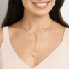 Collar Corbatín Doble Corazón Largo Enchapados en Oro 18K - Imagen 2