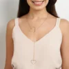 Collar Corbatín Doble Corazón Largo Enchapados en Oro 18K - Imagen 3