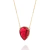Collar Cristal Rojo Enchapado en Oro 18 k