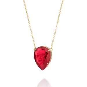 Collar Cristal Rojo Enchapado en Oro 18 k