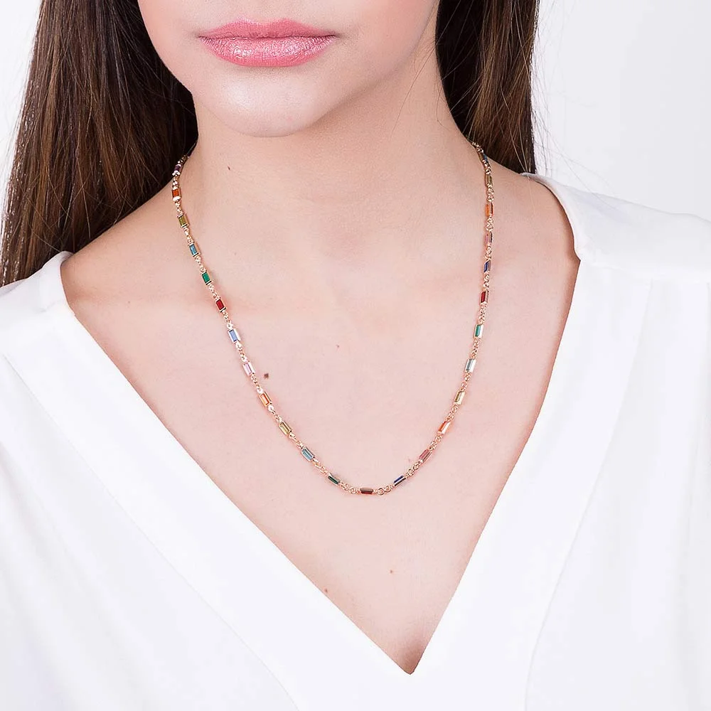 Collar de Cristales de Colores Enchapados en Oro 18K - Imagen 2