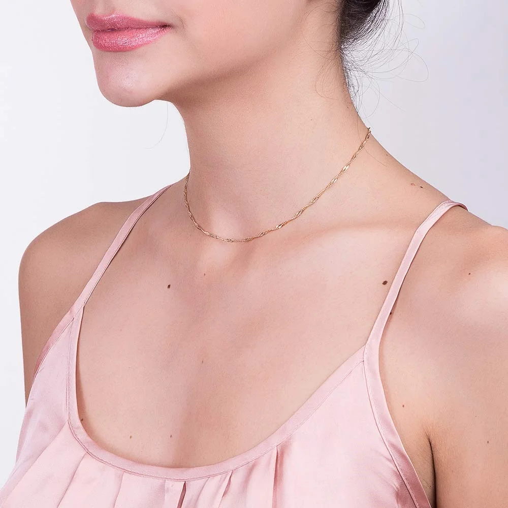 Collares Singapur Cortos Enchapados en Oro 18K 5 Collares Singapur Cortos Enchapados en Oro 18K - Imagen 3