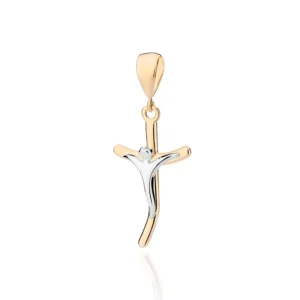 Crucifijo Grande Enchapado En Oro 18K Y Rodio