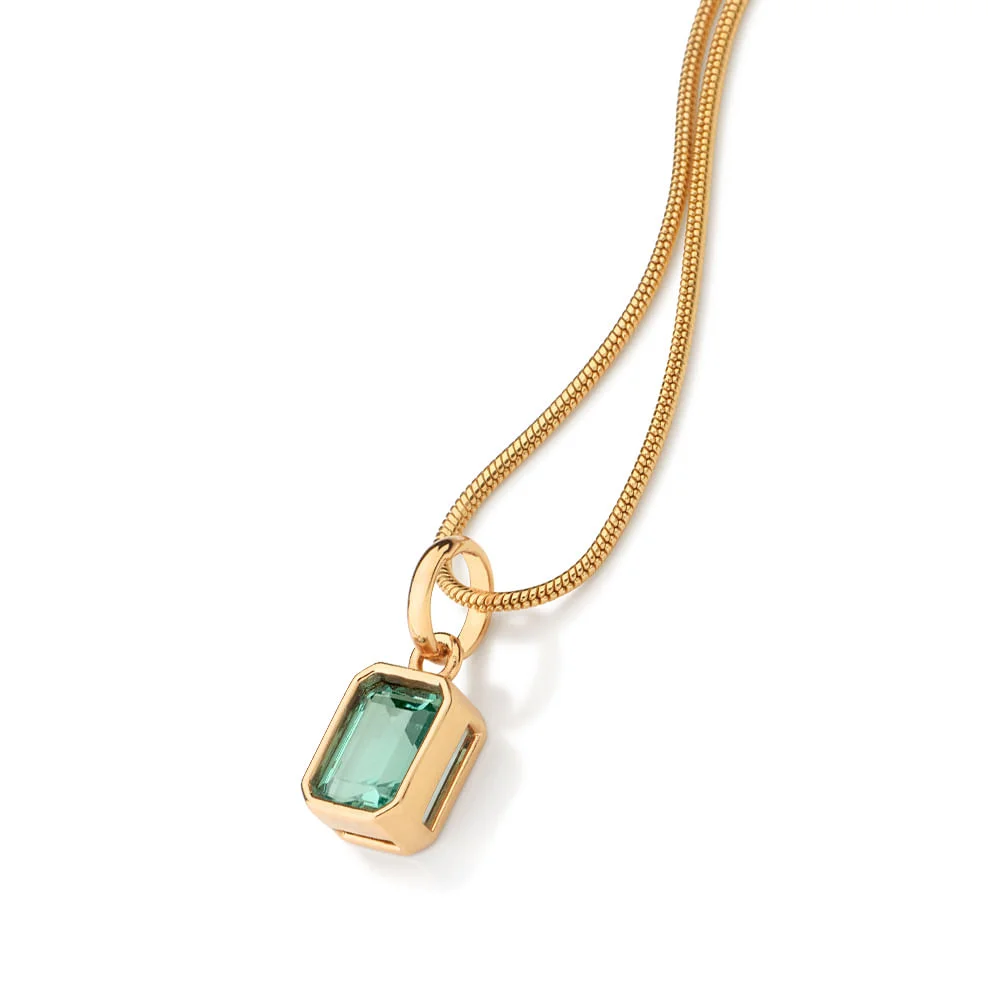 Dije con una circonia cúbica octogonal enchapada en oro 18K - Imagen 2