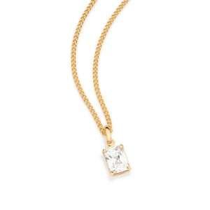 Alternative view of Dije en forma rectangular enchapado en oro de 18k - Blanco