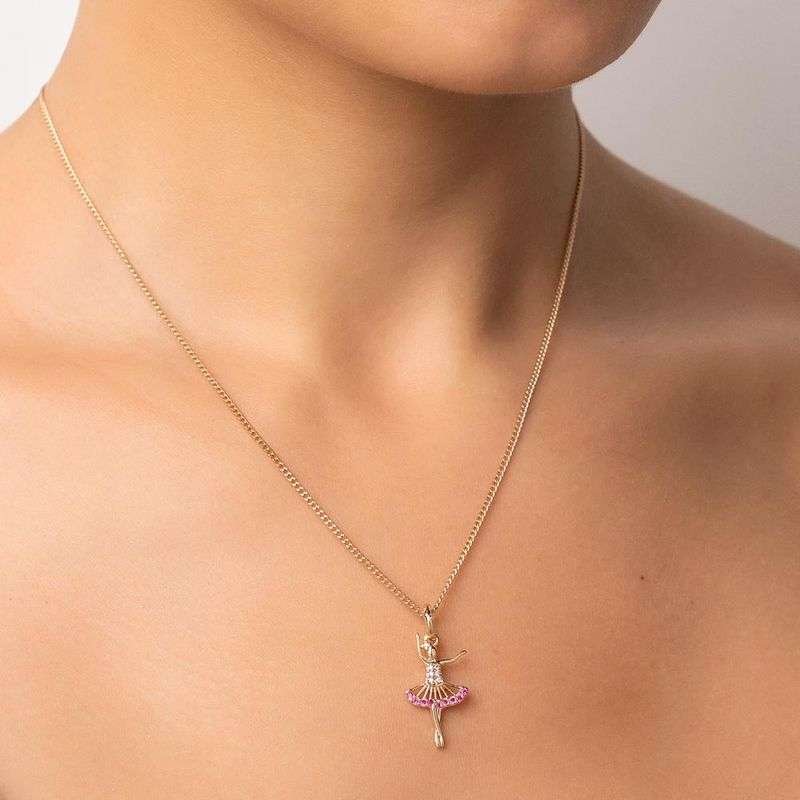 Dijes de bailarina con circonias rosa y blancas enchapadas en oro de 18k 4 Dijes de bailarina con circonias rosa y blancas enchapadas en oro de 18k - Imagen 2