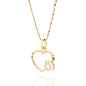 Alternative view of Dije de corazón con patita de perro enchapado en oro de 18k