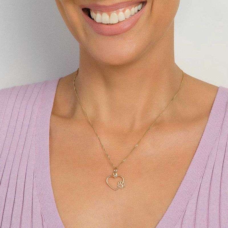 Dije de corazón con patita de perro enchapado en oro de 18k 5 Dije de corazón con patita de perro enchapado en oro de 18k - Imagen 3