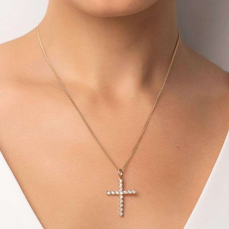 Dijes de cruz con circonia enchapadas en oro 18k 4 Dijes de cruz con circonia enchapadas en oro 18k - Imagen 2