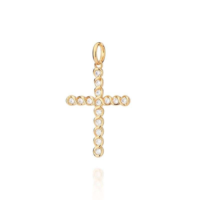 Dijes de cruz con circonia enchapadas en oro 18k 5 Dijes de cruz con circonia enchapadas en oro 18k - Imagen 3