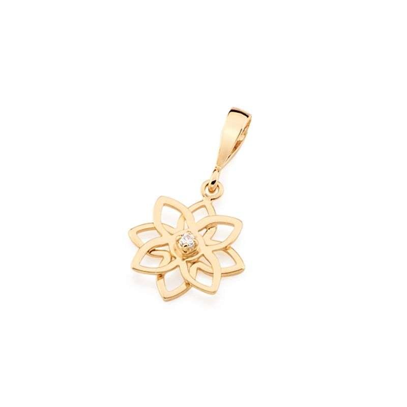 Dijes de flor con circonia enchapadas en oro 18k 4 Dijes de flor con circonia enchapadas en oro 18k - Imagen 2