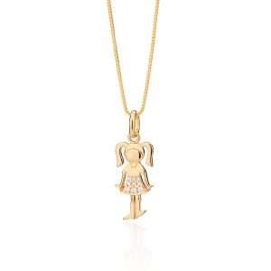 Alternative view of Dije de niña con circnonias enchapadas en oro de 18k