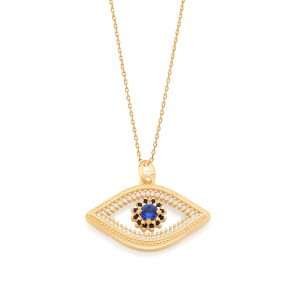 Alternative view of Dije de ojo con circonias de colores enchapado en oro de 18k