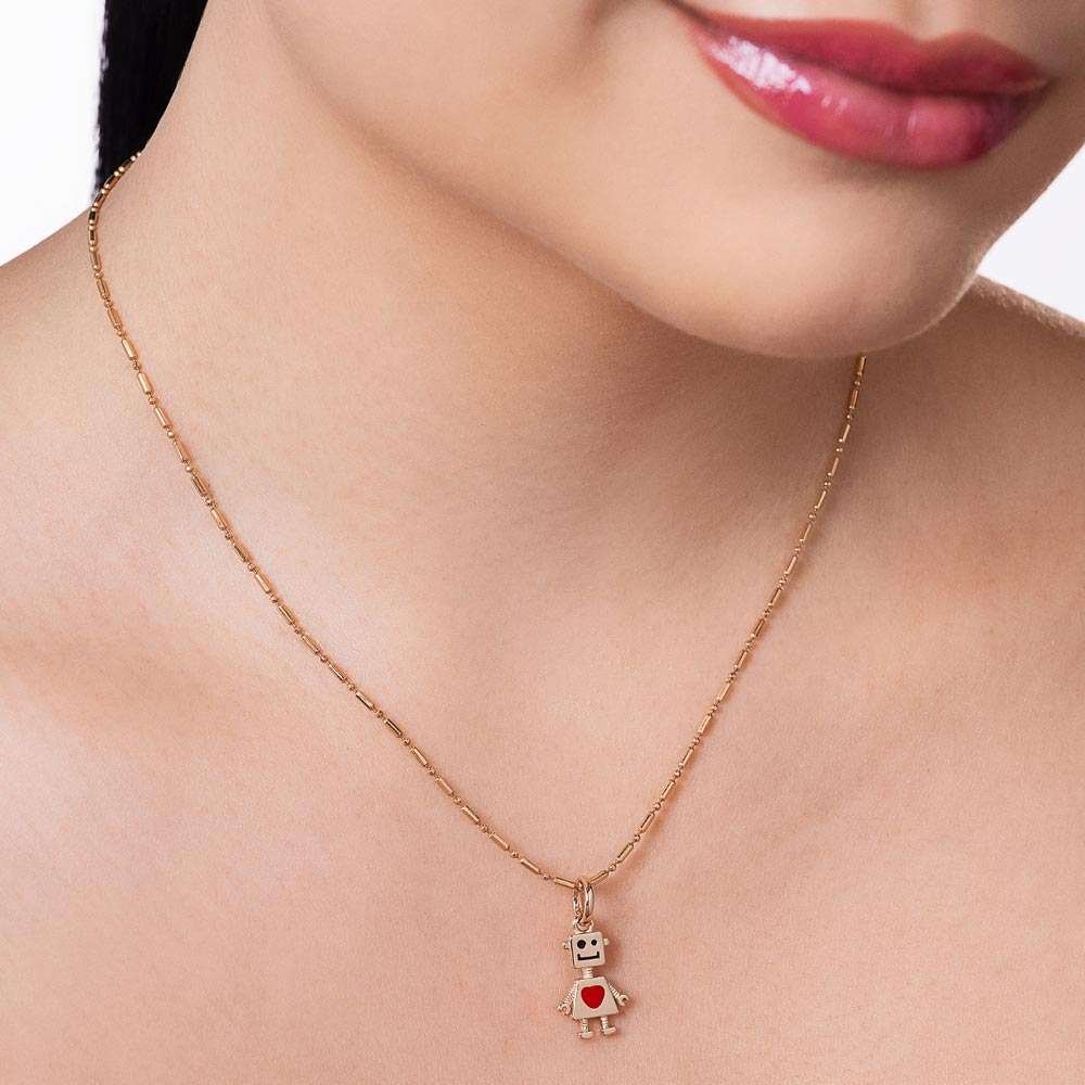 dijes de robot con un corazon rojo enchapadas en oro de 18k 6 dijes de robot con un corazon rojo enchapadas en oro de 18k - Imagen 4