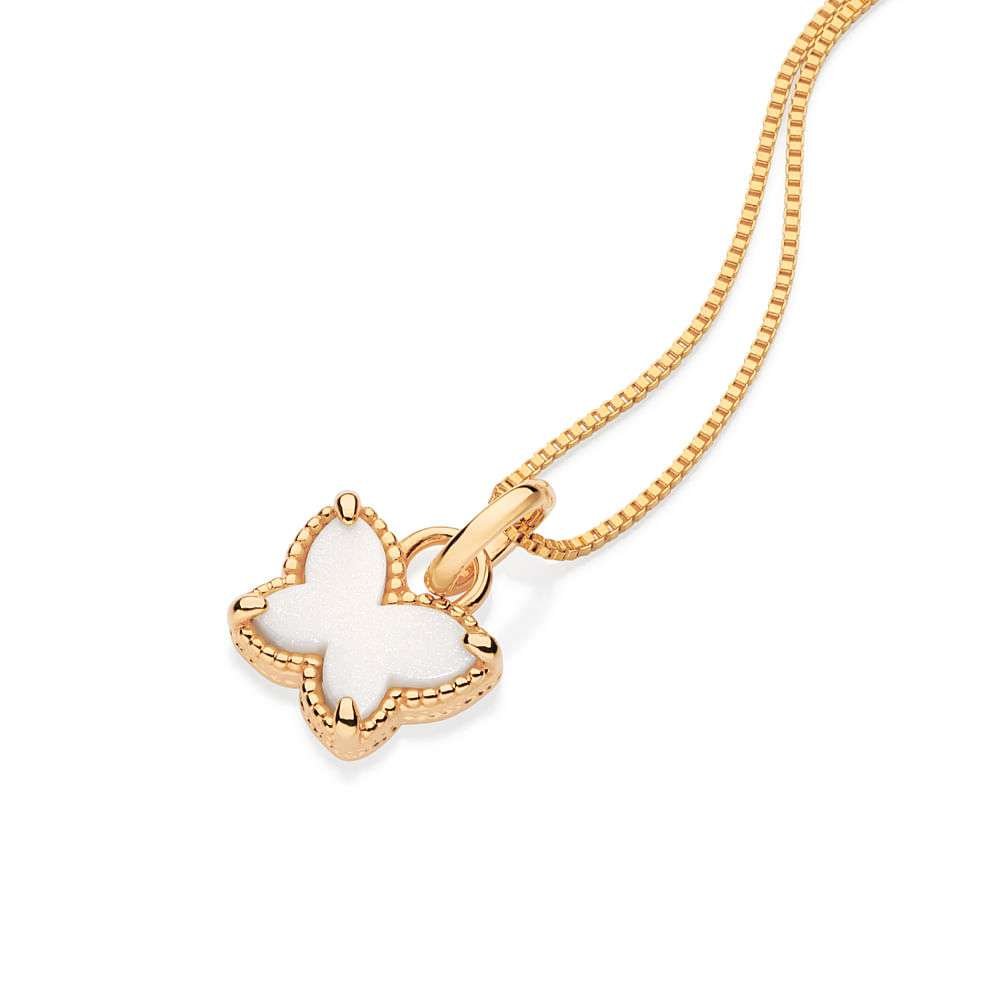 Dije de Mariposa con Acrílico Blanco brillante enchapado en oro de 18k 4 Dije de Mariposa con Acrílico Blanco brillante enchapado en oro de 18k - Imagen 2