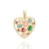 Dije maxi de corazón con circnias de colores enchapados en Oro de 18k