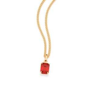 Alternative view of Dije en forma rectangular enchapado en oro de 18k - Rojo