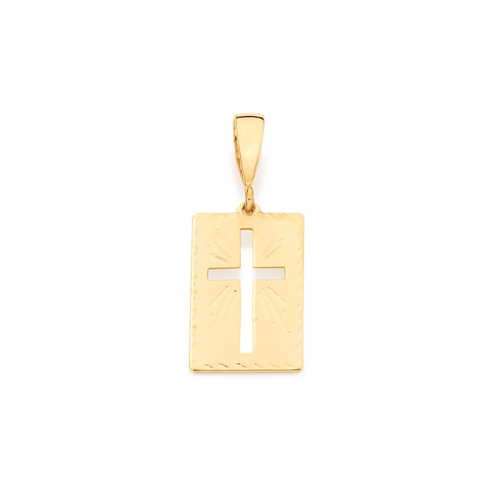 Dije Plaquita Cruz Grande Enchapados en Oro 18K 2 Dije Cruz Enchapado en Oro 18K