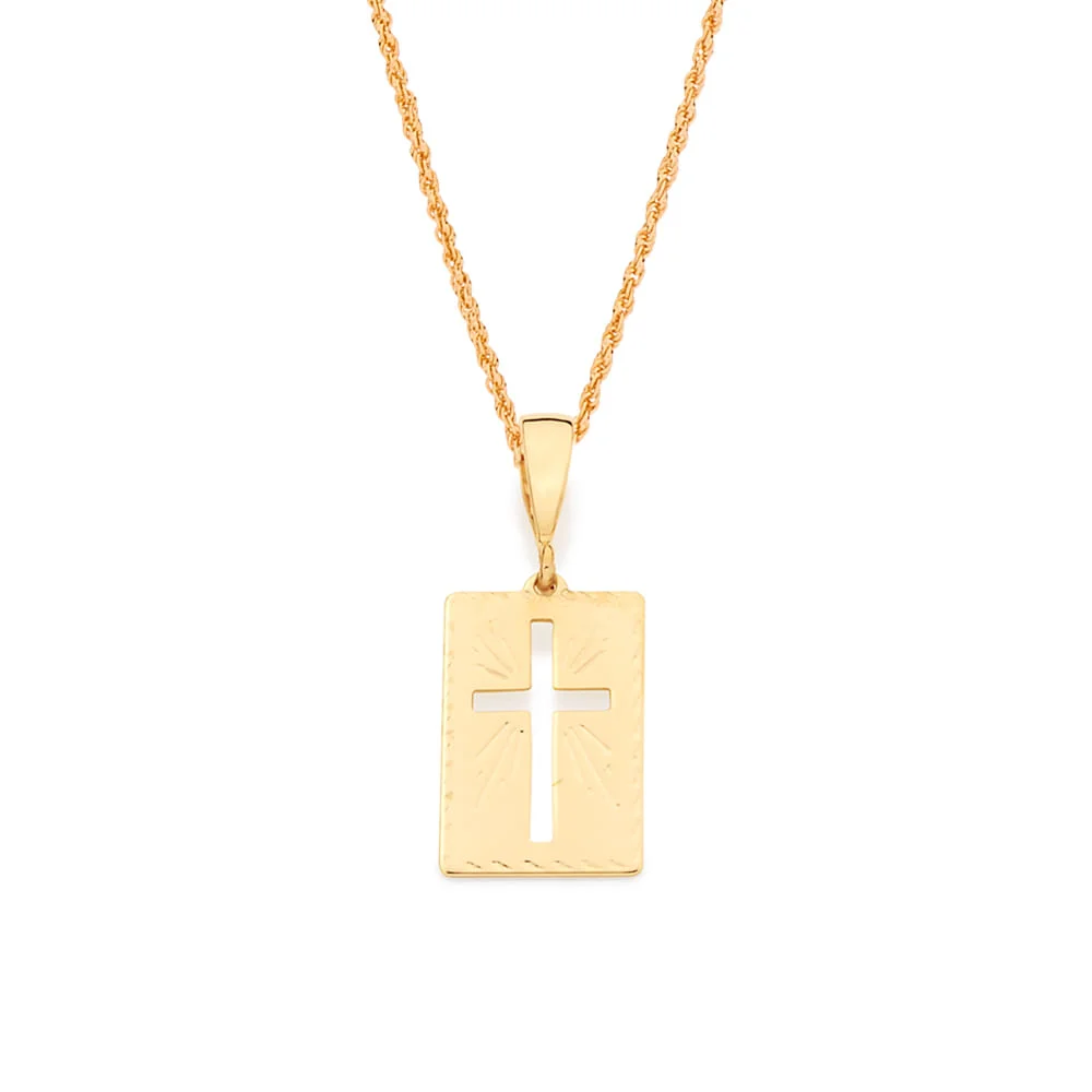 Dije Plaquita Cruz Grande Enchapados en Oro 18K 3 Dije Plaquita Cruz Grande Enchapados en Oro 18K - Imagen 2