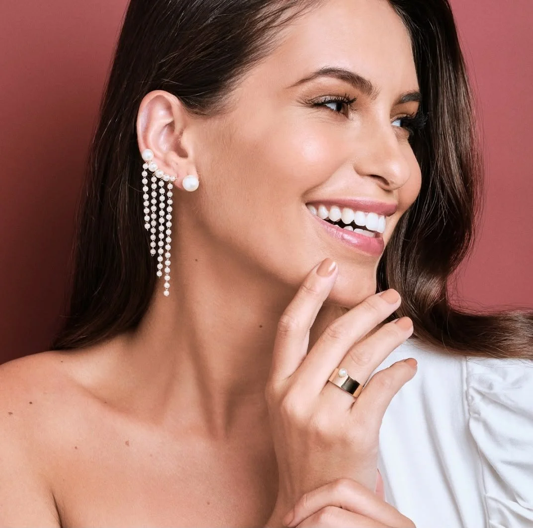 Ear cuff De Perlas Colgantes Enchapadas En Oro De 18k 5 ear cuff de perlas colgantes enchapado en oro 18k