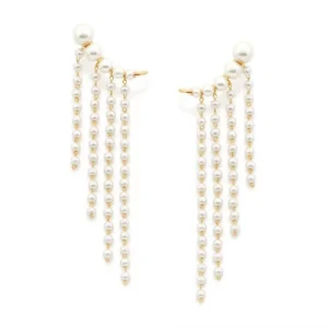 ear cuff de perlas colgantes enchapado en oro 18k