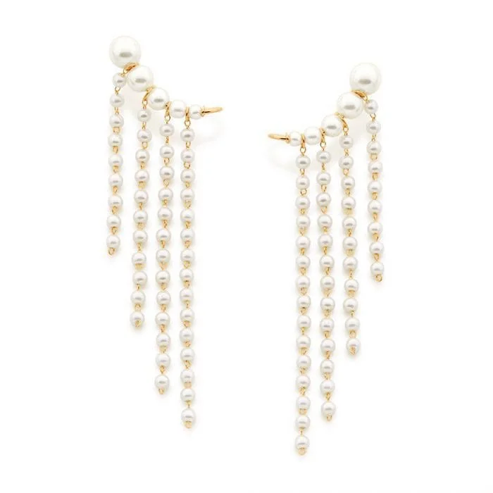 Ear cuff De Perlas Colgantes Enchapadas En Oro De 18k 3 ear cuff de perlas colgantes enchapado en oro 18k