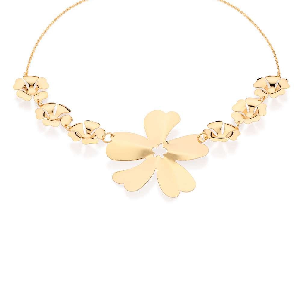 Gargantilla maxi-flores estravagancia enchapadas en oro 18k 3 Gargantilla maxi-flores estravagancia enchapadas en oro 18k