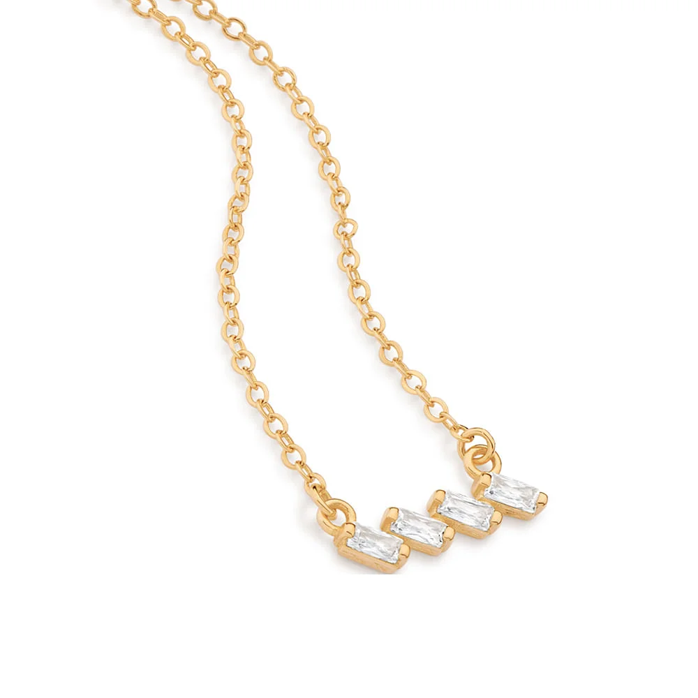 Gargantilla de brillantes circonias blancas enchapada en oro 18K 3 Gargantilla de brillantes
