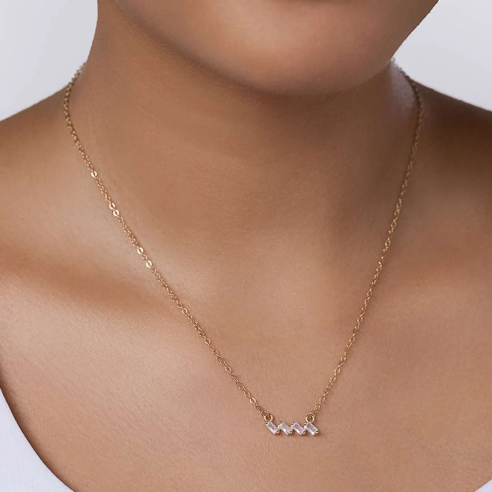 Gargantilla de brillantes circonias blancas enchapada en oro 18K 4 Gargantilla de brillantes circonias blancas enchapada en oro 18K - Imagen 2