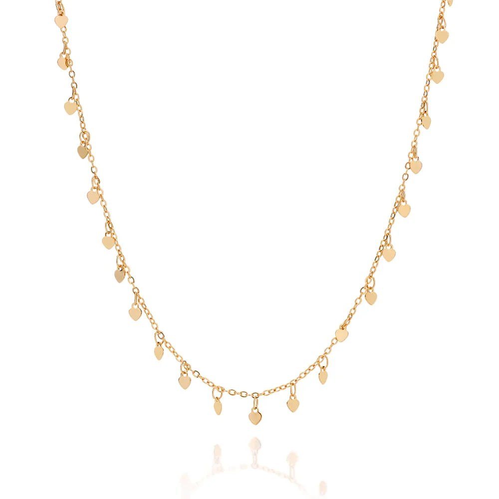 Gargantilla de corazones colgantes enchapada en oro 18K 3 Gargantilla de corazones
