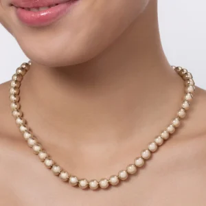 Alternative view of Gargantilla de bolitas enchapadas en oro 18K