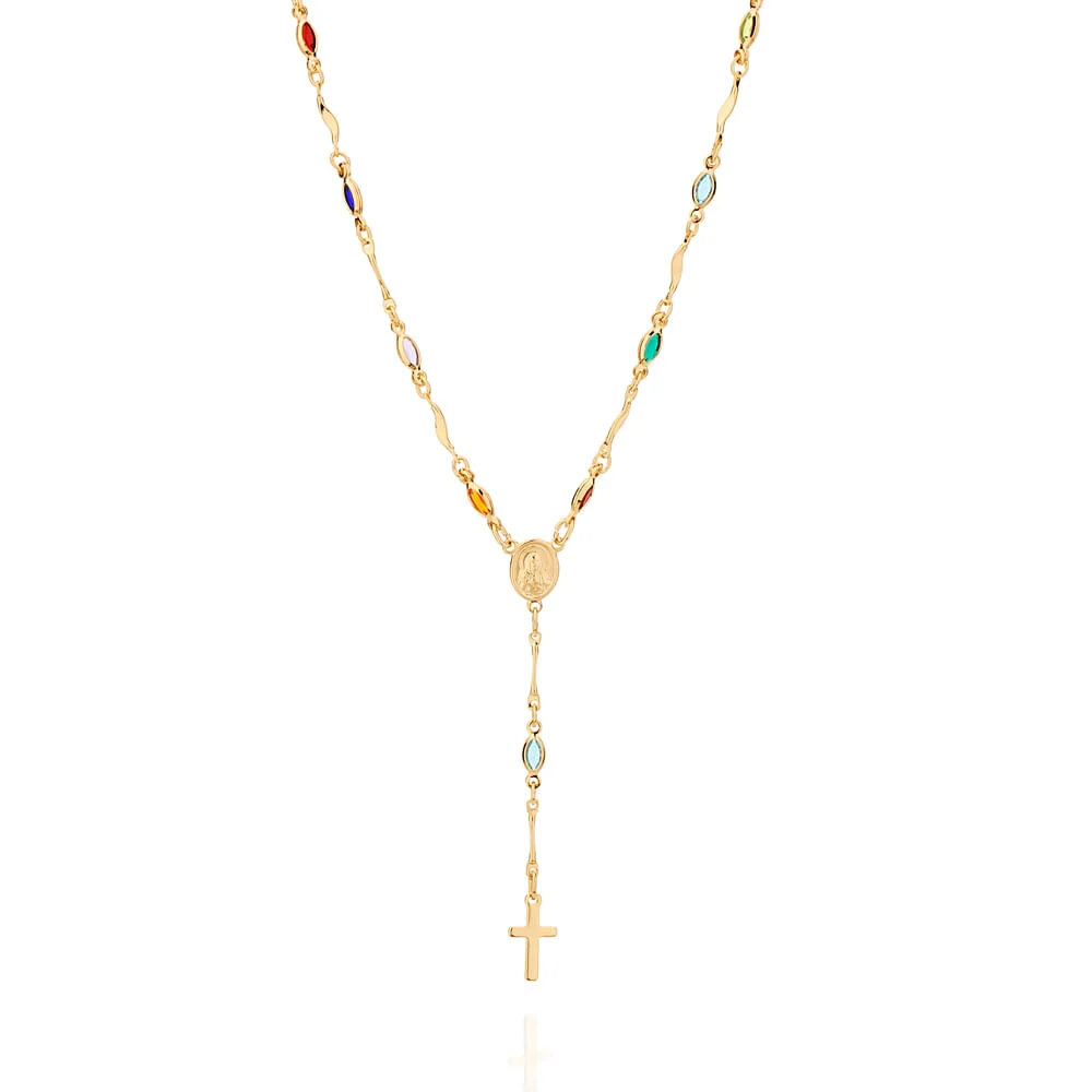 Gargantilla Rosario de Colores Enchapados en Oro 18K 3 Gargantilla Rosario de Colores Enchapados en Oro 18K