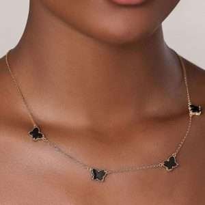 Gargantilla de mariposas Enchapadas en Oro de 18k