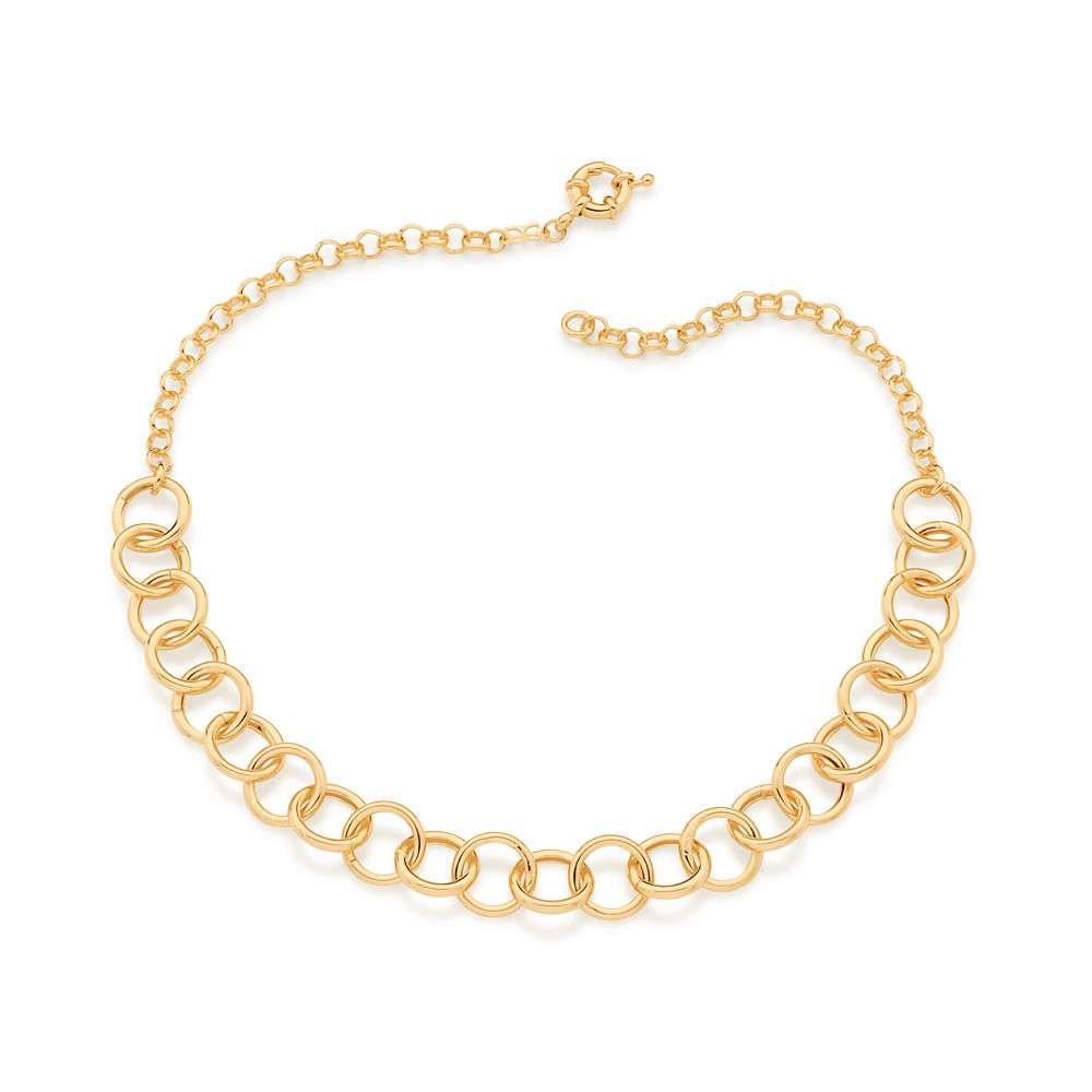 Gargantillas formada por eslabones de candado redondos y portugueses enchapadas en oro 18k 3 Gargantillas formada por eslabones de candado redondos y portugueses enchapadas en oro 18k