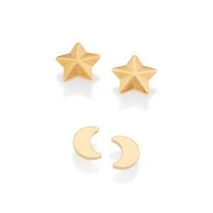 Kit de aretes de luna y estrellas enchapadas en Oro de 18k