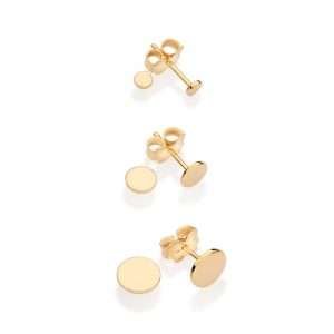 Kit de aretes redondos enchapadas en oro de 18k