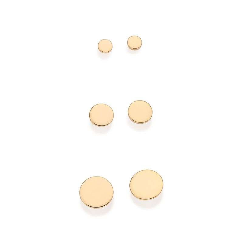 Kit de aretes redondos enchapadas en oro de 18k 6 Kit de aretes redondos enchapadas en oro de 18k - Imagen 4