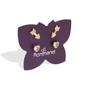 Alternative view of Kit de Aretes Flecha y Corazón con Circonias en Oro 18